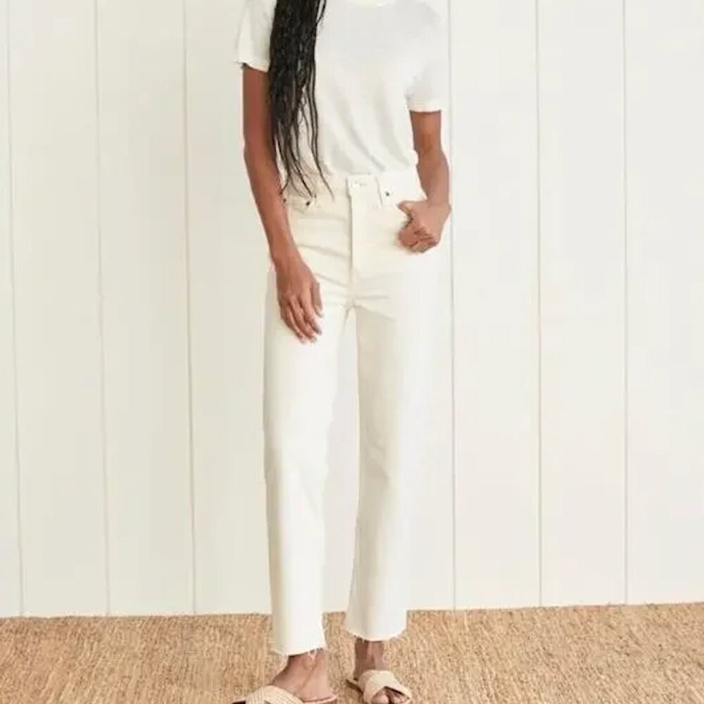 RE/DONE  High Rise Ankle Crop Jean Vintage White   25